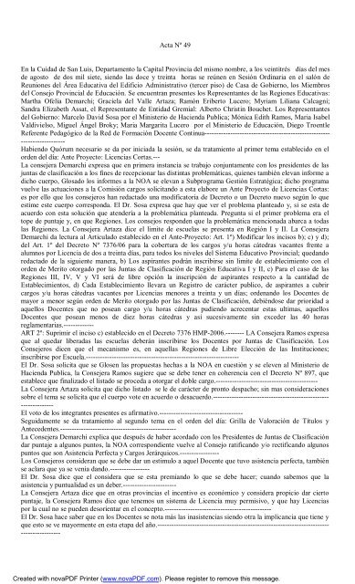 Acta Nº 49 En la Cuidad de San Luis, Departamento la Capital ...