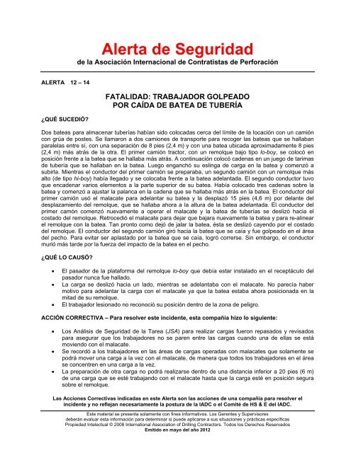 Alerta de Seguridad - IADC