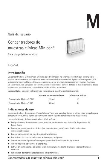 Concentradores de muestras clínicas Minicon® - Millipore