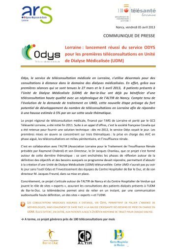 Lorraine : lancement réussi du service ODYS pour ... - ARS Lorraine