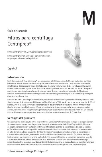 Filtros para centrífuga Centriprep® - Millipore