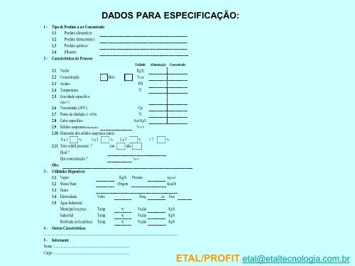 T.A.S.T.E Evaporador - Etal