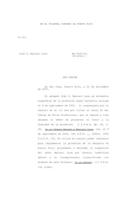 2006 TSPR 9 - Rama Judicial de Puerto Rico