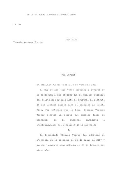 Per Curiam - Rama Judicial de Puerto Rico