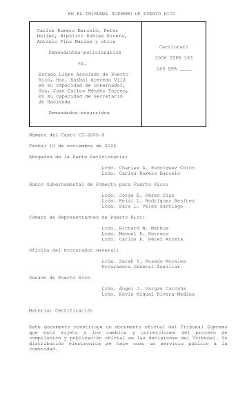 2006 TSPR 163 - Rama Judicial de Puerto Rico