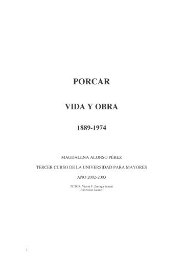 Porcar: vida y obra - Universitat per a Majors