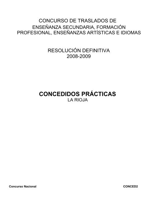 Listado de destinos concedidos a funcionarios en ... - Educarioja