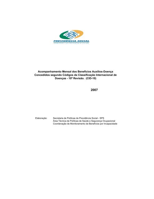 Acompanhamento Mensal dos Benefícios Auxílios-Doença ...