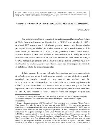 Verena Alberti* Este texto tem por objeto o conjunto de entrevistas ...