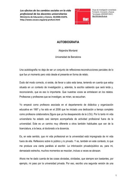 Ejemplos De Como Hacer Una Autobiografia Personal