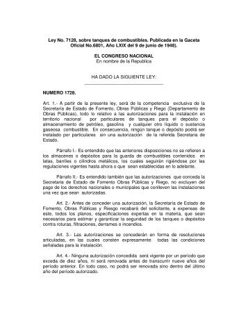 LEY 1728-48, Sobre la Instalación de tanques.pdf - Ministerio de ...