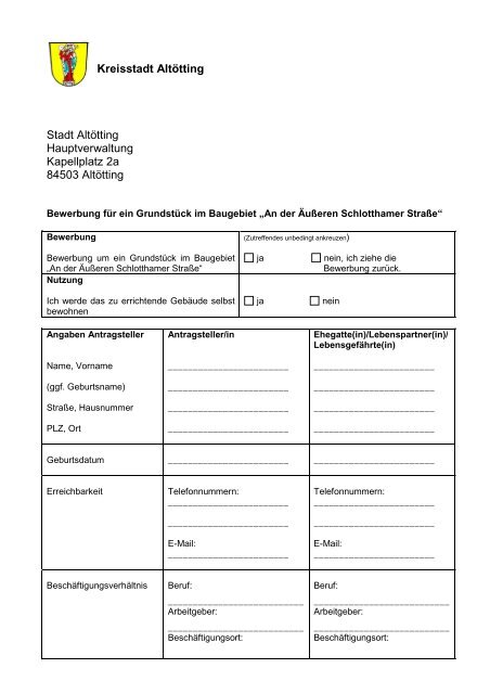 Fragebogen Bewerber - nach Ende Bewerbungsfristx - Stadt Altötting