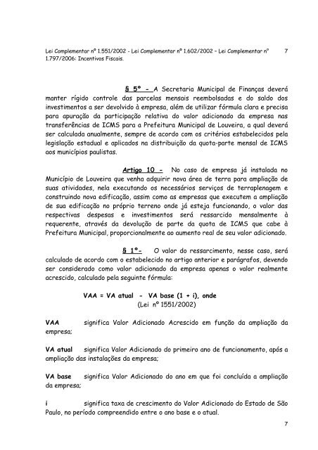 Lei de Incentivos Fiscais - Prefeitura de Louveira