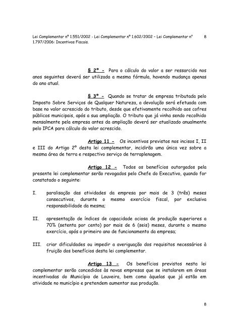 Lei de Incentivos Fiscais - Prefeitura de Louveira