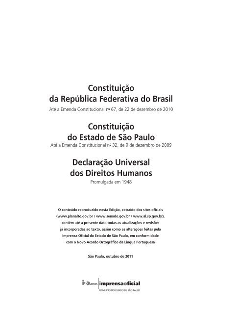 CONSTITUIÇÃO DA REPúBLICA FEDERATIVA ... - Imprensa Oficial