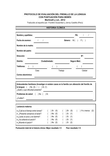 PROTOCOLO DE EVALUACIÓN DEL FRENILLO DE LA ... - CEFAC