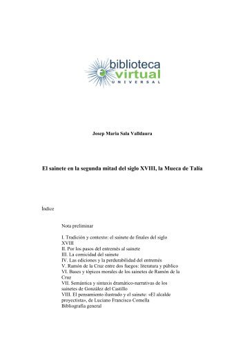 El sainete en la segunda mitad del siglo XVIII, la Mueca de Talía