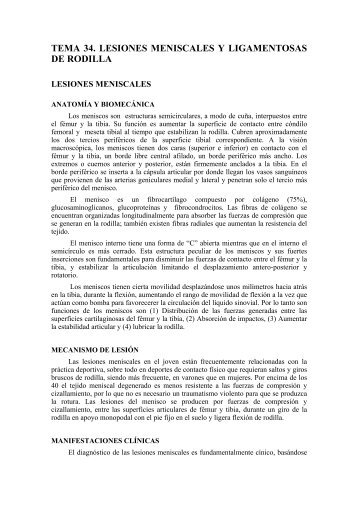 TEMA 34. LESIONES MENISCALES Y LIGAMENTOSAS DE RODILLA