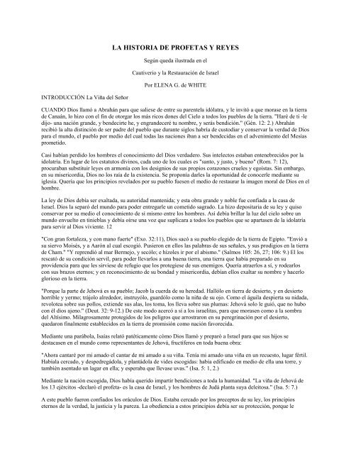 la historia de profetas y - Iglesia Adventista Agape la historia de profetas y - Iglesia Adventista Agape