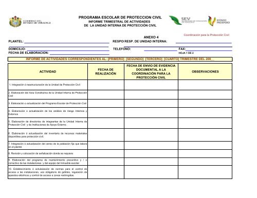 Programa de Protección Civil y Emergencia Escolar - SEV