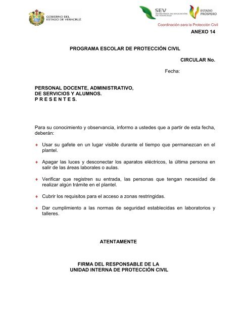 Programa de Protección Civil y Emergencia Escolar - SEV