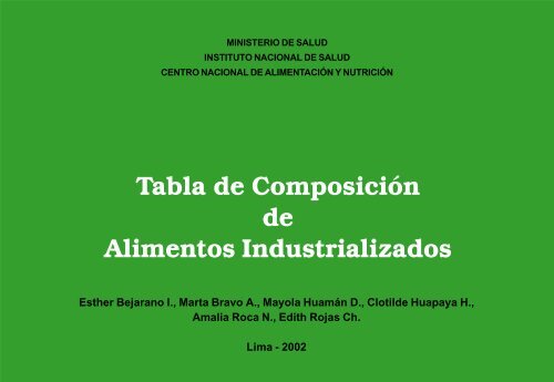 Tabla de Composición de Alimentos Industrializados - Nutrinfo.com