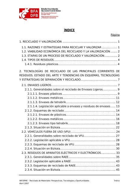 Reciclado de Materiales: Perspectivas, Tecnologías y ... - Bizkaia 21