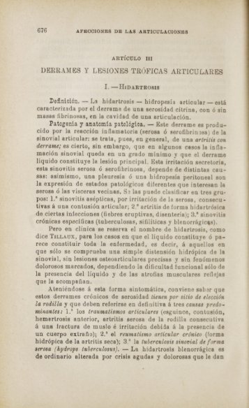 hidropesía articular — fibrinosas, en Patogenia y anatomía ...