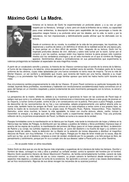 Máximo Gorki La Madre. - Partido Comunista del Ecuador