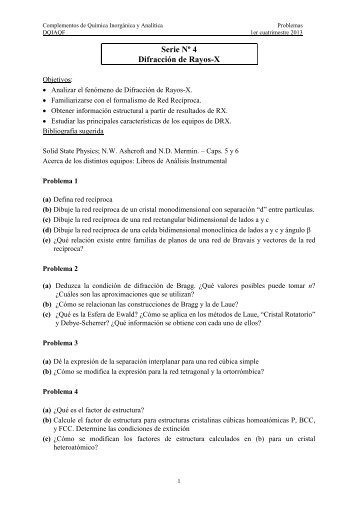 Serie 4 2013.pdf - Departamento de Química Inorgánica, Analítica y ...