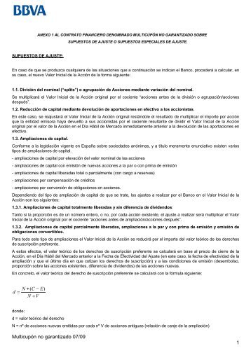 Anexo 1 al contrato financiero Multicupón no Garantizado - BBVA