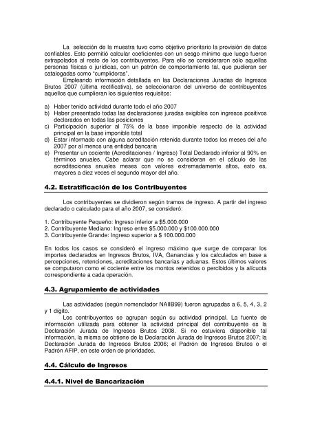 Metodología basada en Acreditaciones Bancarias