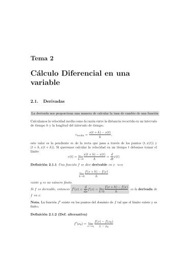 Cálculo Diferencial en una variable