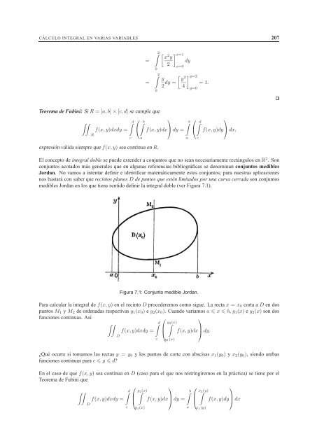 CAPÍTULO 7 C ´ALCULO INTEGRAL EN VARIAS VARIABLES