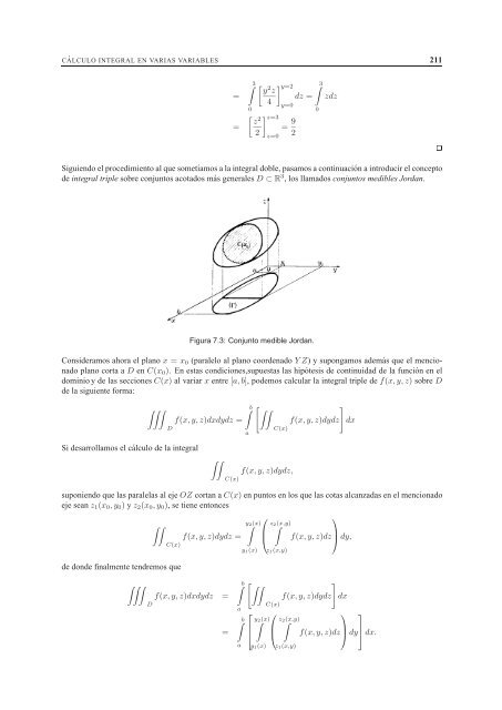 CAPÍTULO 7 C ´ALCULO INTEGRAL EN VARIAS VARIABLES