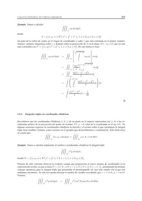 CAPÍTULO 7 C ´ALCULO INTEGRAL EN VARIAS VARIABLES