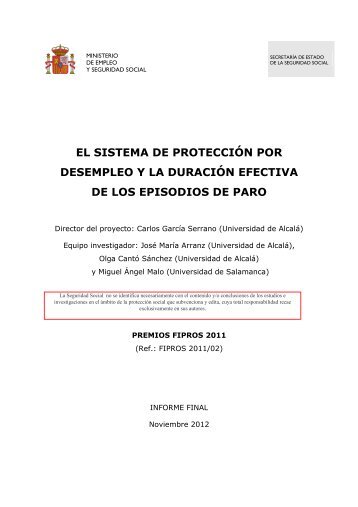 el sistema de protección por desempleo y la ... - Seguridad Social