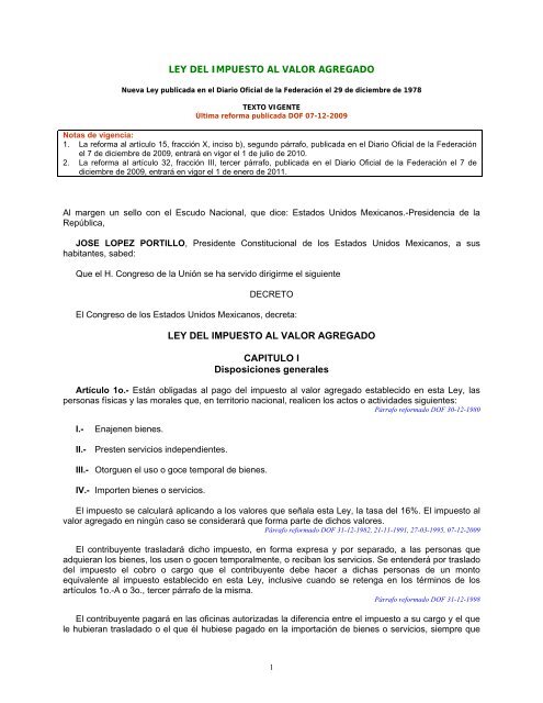 Ley del Impuesto al Valor Agregado - Secretaría de Hacienda y ...