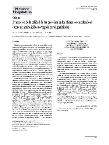 Evaluación de la calidad de las proteínas en los ... - SciELO España