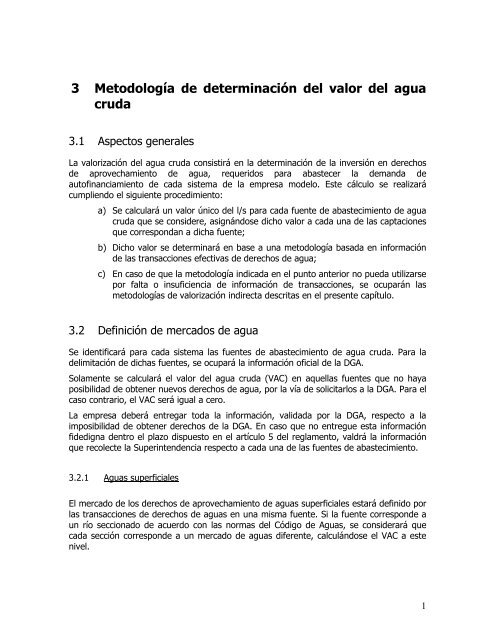 3 Metodología de determinación del valor del agua cruda - Siss