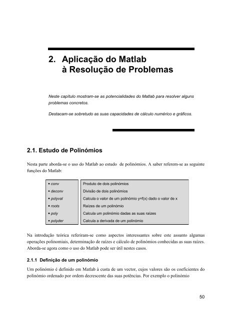 2. Aplicação do Matlab à Resolução de Problemas