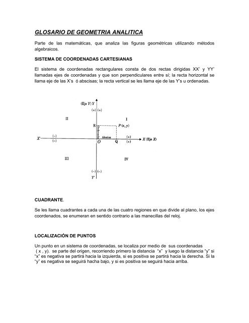 Glosario Geometria Analitica