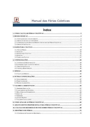 Manual das Férias Coletivas Índice