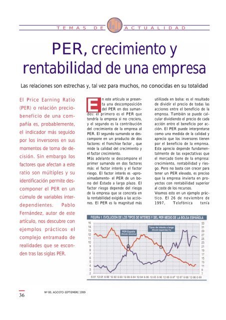 PER, crecimiento y rentabilidad de una empresa