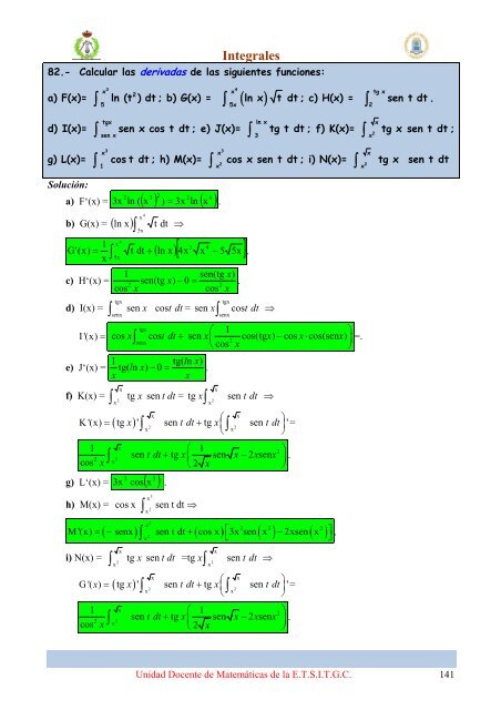 Ejercicios resueltos de Integrales - E.T.S.I.T.G.C.