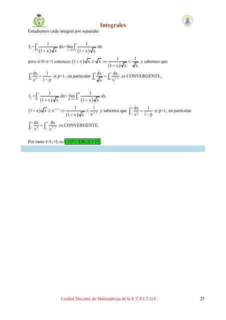 Ejercicios resueltos de Integrales - E.T.S.I.T.G.C.