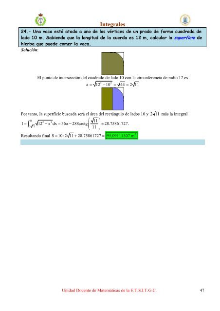 Ejercicios resueltos de Integrales - E.T.S.I.T.G.C.
