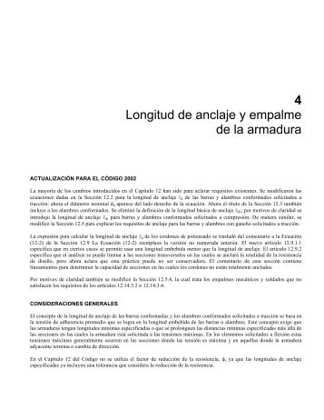 4 Longitud de anclaje y empalme de la armadura - INTI