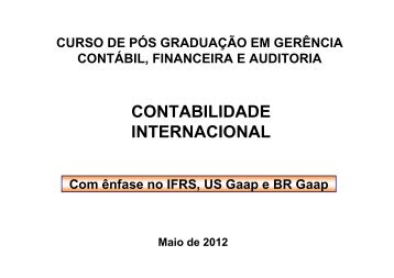 APRESENTAÇÃO - Contabilidade Internacional e IFRS - Alunos