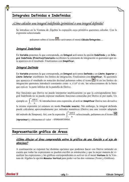 Integrales Definidas e Indefinidas ¿Cómo calcular ... - Telefonica.net